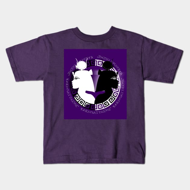 Cleopatra Purple Twinned Mask Kids T-Shirt by CRWPROD